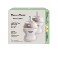 Lot de 2 biberons verre bébé silicone natural start 150 ml