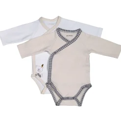 Lot de 2 bodies blanc et beige naissance timouki