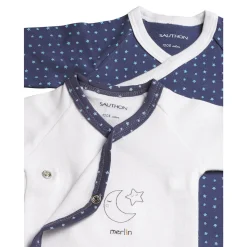 Lot de 2 bodies blanc et bleu 1 mois merlin