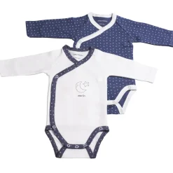 Lot de 2 bodies blanc et bleu naissance merlin