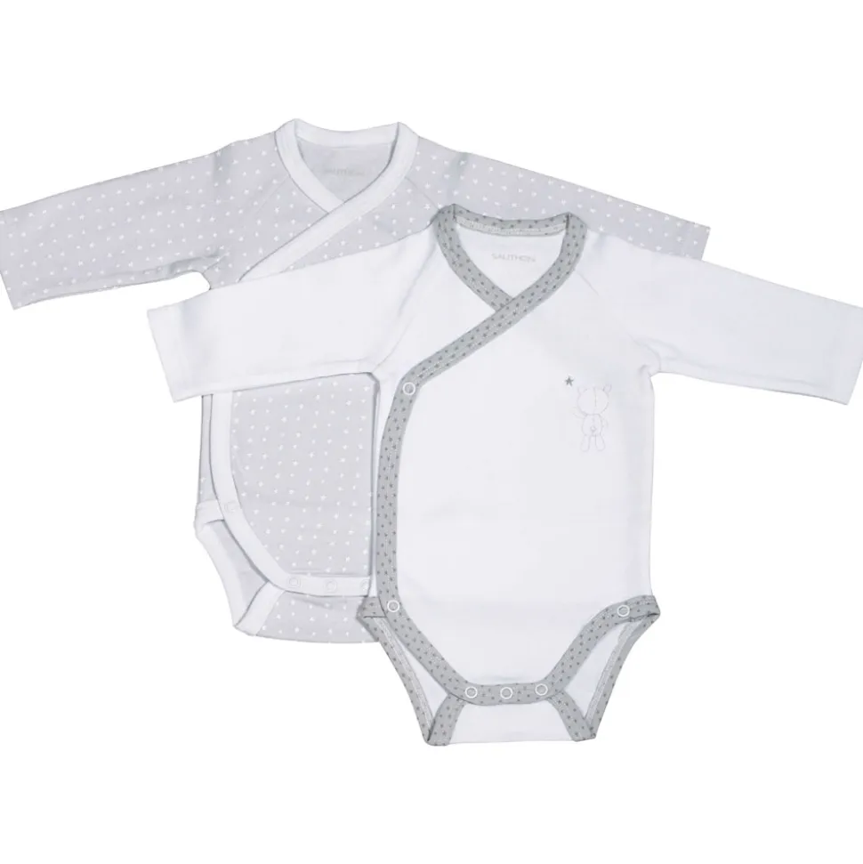 Lot de 2 bodies blanc et gris 1 mois céleste