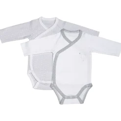 Lot de 2 bodies blanc et gris naissance céleste