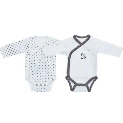 Lot de 2 bodies blanc et gris naissance panda chao chao