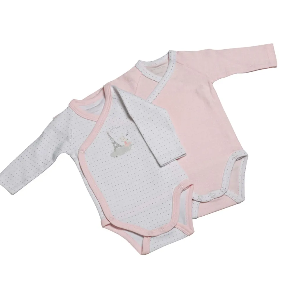 Lot de 2 bodies blanc et rose 1 mois lilibelle