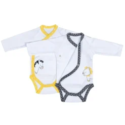 Lot de 2 bodies blanc naissance pluche et pompon
