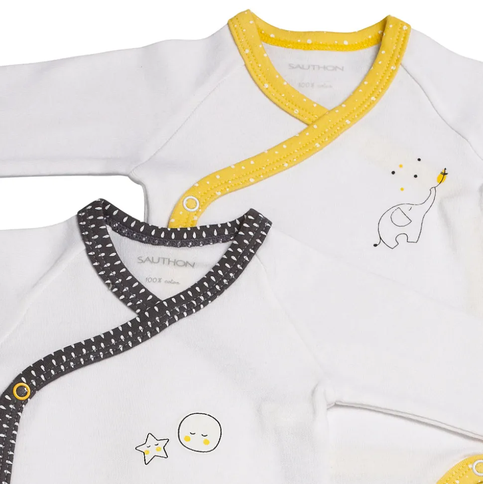 Lot de 2 bodies gris/jaune 1 mois babyfan