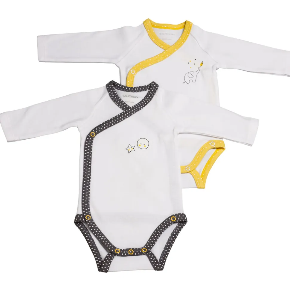 Lot de 2 bodies gris/jaune 1 mois babyfan
