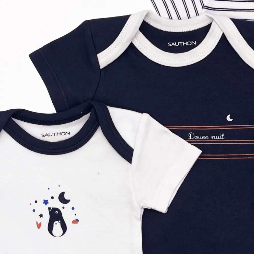 Lot de 3 bodies manches courtes 6 mois baby sailor