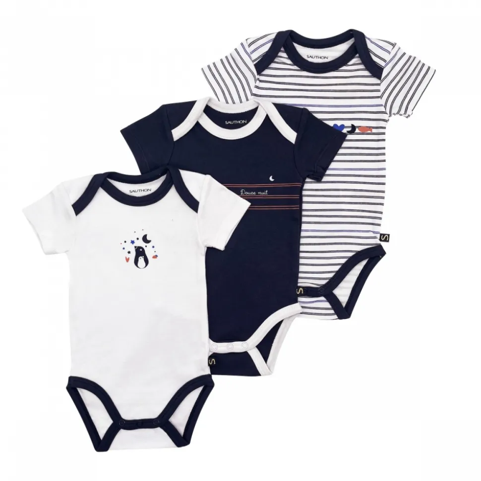 Lot de 3 bodies manches courtes 3 mois baby sailor