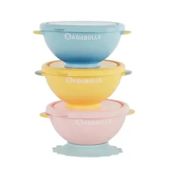 Lot de 3 bols antidérapants pastel