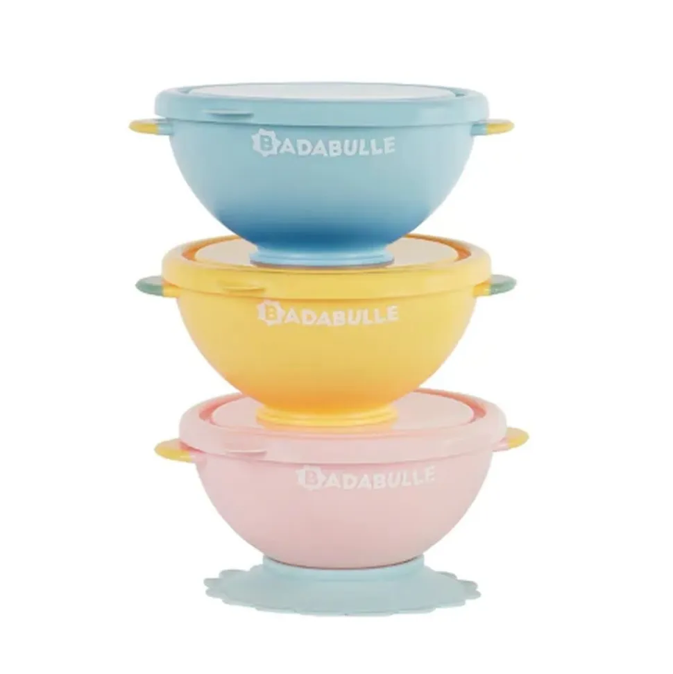 Lot de 3 bols antidérapants pastel