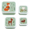 Lot de 4 boîtes à goûter amis de la forêt vert