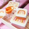 Lot de 4 boîtes à goûter arc en ciel