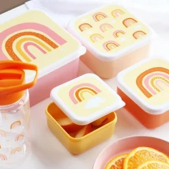 Lot de 4 boîtes à goûter arc en ciel