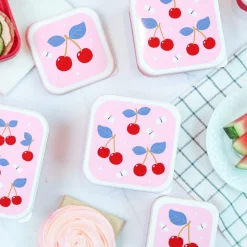 Lot de 4 boîtes à goûter cerises