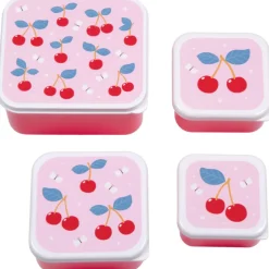 Lot de 4 boîtes à goûter cerises