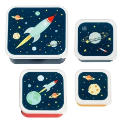 Lot de 4 boîtes à goûter espace