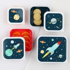 Lot de 4 boîtes à goûter espace