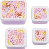 Lot de 4 boîtes à goûter fleurs du jardin
