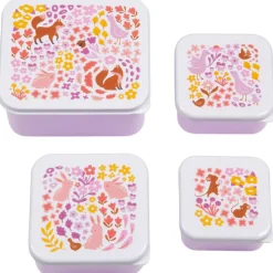Lot de 4 boîtes à goûter fleurs du jardin