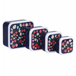 Lot de 4 boîtes à goûter fraises