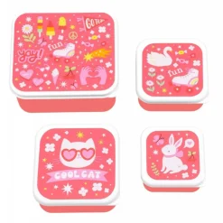 Lot de 4 boîtes à goûter fun