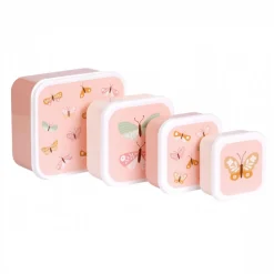 Lot de 4 boîtes à goûter papillons