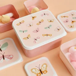 Lot de 4 boîtes à goûter papillons