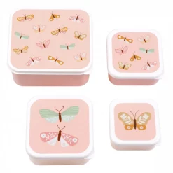 Lot de 4 boîtes à goûter papillons