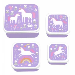 Lot de 4 boîtes à goûter rêves de licorne