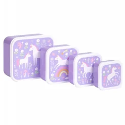 Lot de 4 boîtes à goûter rêves de licorne
