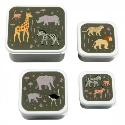 Lot de 4 boîtes à goûter savane