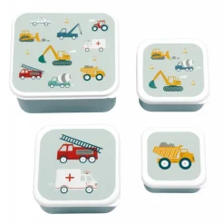Lot de 4 boîtes à goûter véhicules