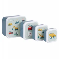 Lot de 4 boîtes à goûter véhicules