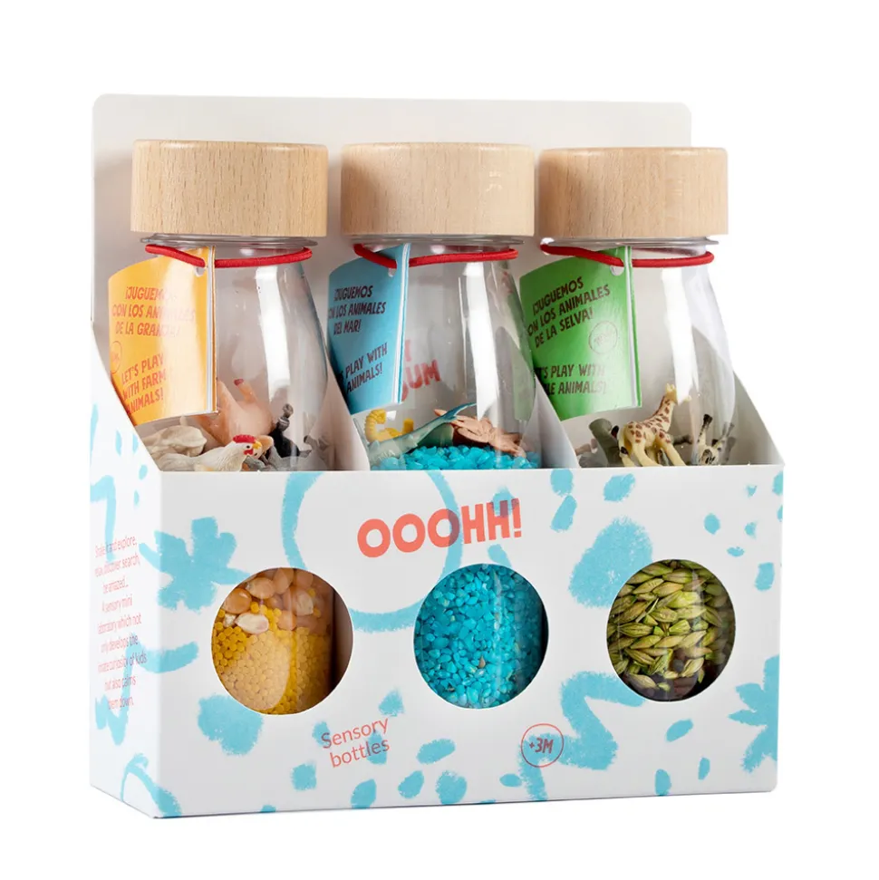 Lot de 3 bouteilles sensorielles nature