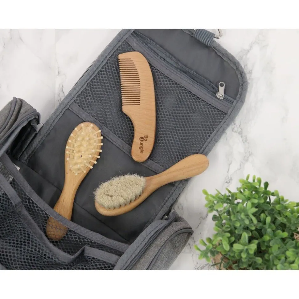 Lot de 3 brosses de soins pour bébés en bois naturel