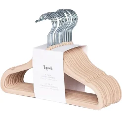 Lot de 15 cintres enfant velours noisette