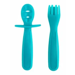 Lot de 2 couverts d'apprentissage bleu