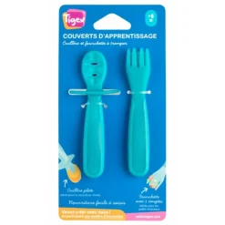 Lot de 2 couverts d'apprentissage bleu