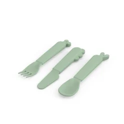 Lot de 3 couverts en silicone deer friends vert
