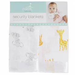 Lot de 2 couvertures-doudous en mousseline de coton safari babes