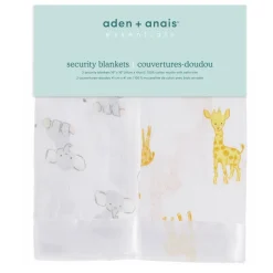 Lot de 2 couvertures-doudous en mousseline de coton safari babes