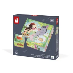 Lot de 9 cubes animaux de la ferme