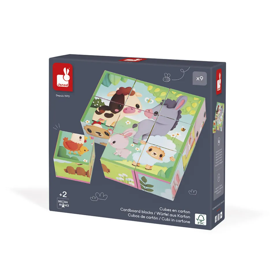 Lot de 9 cubes animaux de la ferme
