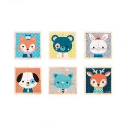 Lot de 4 cubes en bois portraits de la forêt
