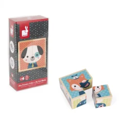 Lot de 4 cubes en bois portraits de la forêt