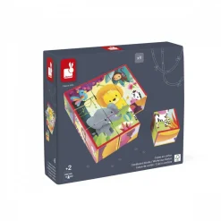 Lot de 9 cubes en carton animaux de la jungle