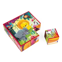 Lot de 9 cubes en carton animaux de la jungle