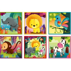 Lot de 9 cubes en carton animaux de la jungle