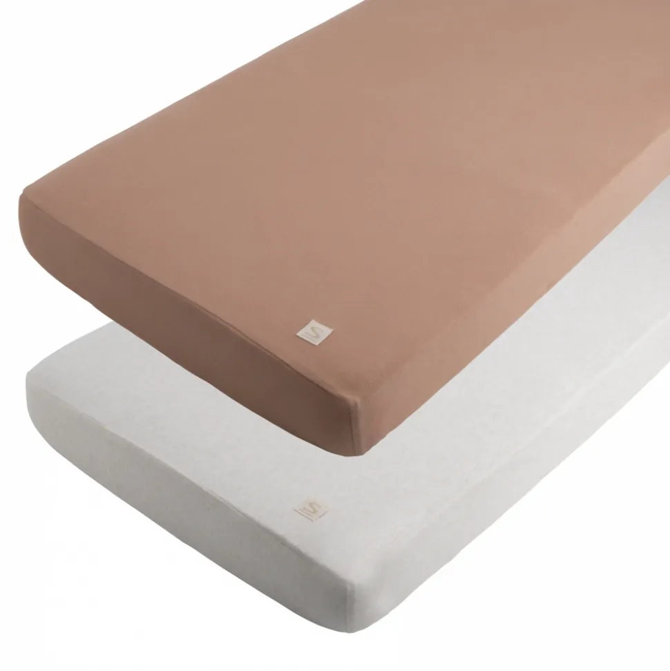 Lot de 2 drap housse uni petit coeur